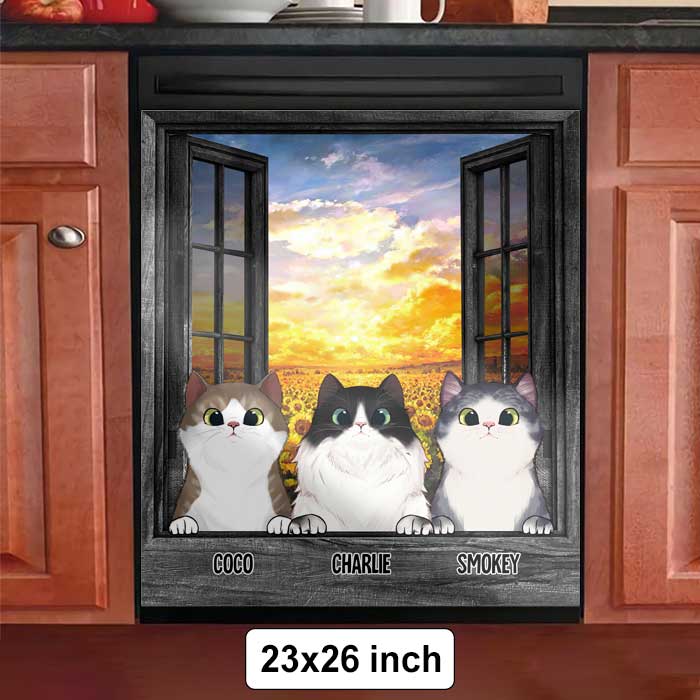 Cats By The Window - Personalized Dishwasher Cover.