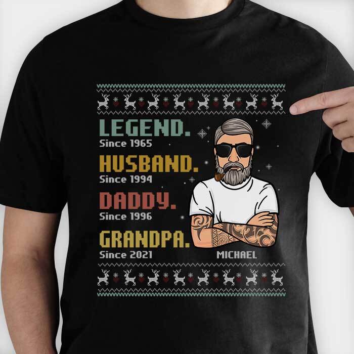 Légende Mari Papa Grand-père - T-shirt personnalisé, sweat à capuche, sweat-shirt unisexe