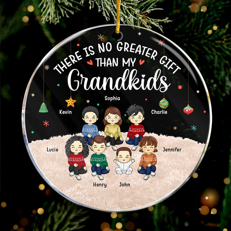 Mes petits-enfants font fondre mon cœur ! Décoration personnalisée pour la famille - Forme ronde en acrylique - Cadeau de Noël pour les membres de la famille
