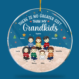 Mes petits-enfants font fondre mon cœur ! Décoration personnalisée pour la famille - Forme ronde en acrylique - Cadeau de Noël pour les membres de la famille