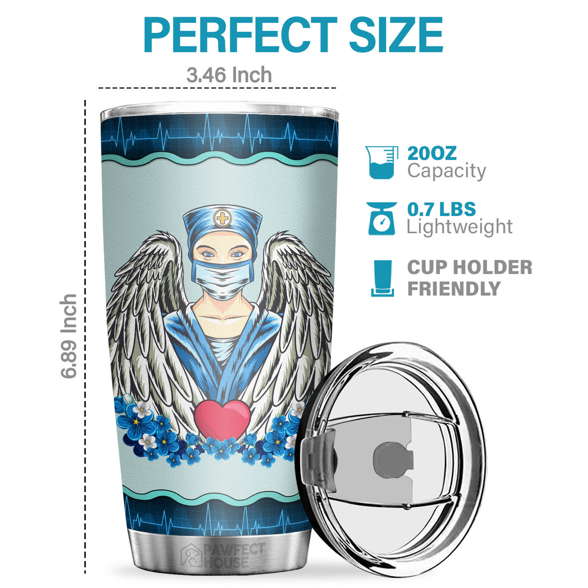 Nurse Nutrition Facts Miracle Worker - Tumbler - Appreciation, Graduation, Retirement, Thank You Gift For Nurse, Nurse Week Gift, Nurse Life