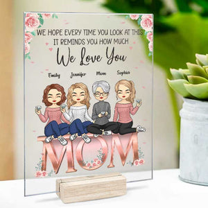 L'amour entre nous ne connaît pas de distance - Plaque acrylique personnalisée pour la famille - Cadeau d'anniversaire pour maman