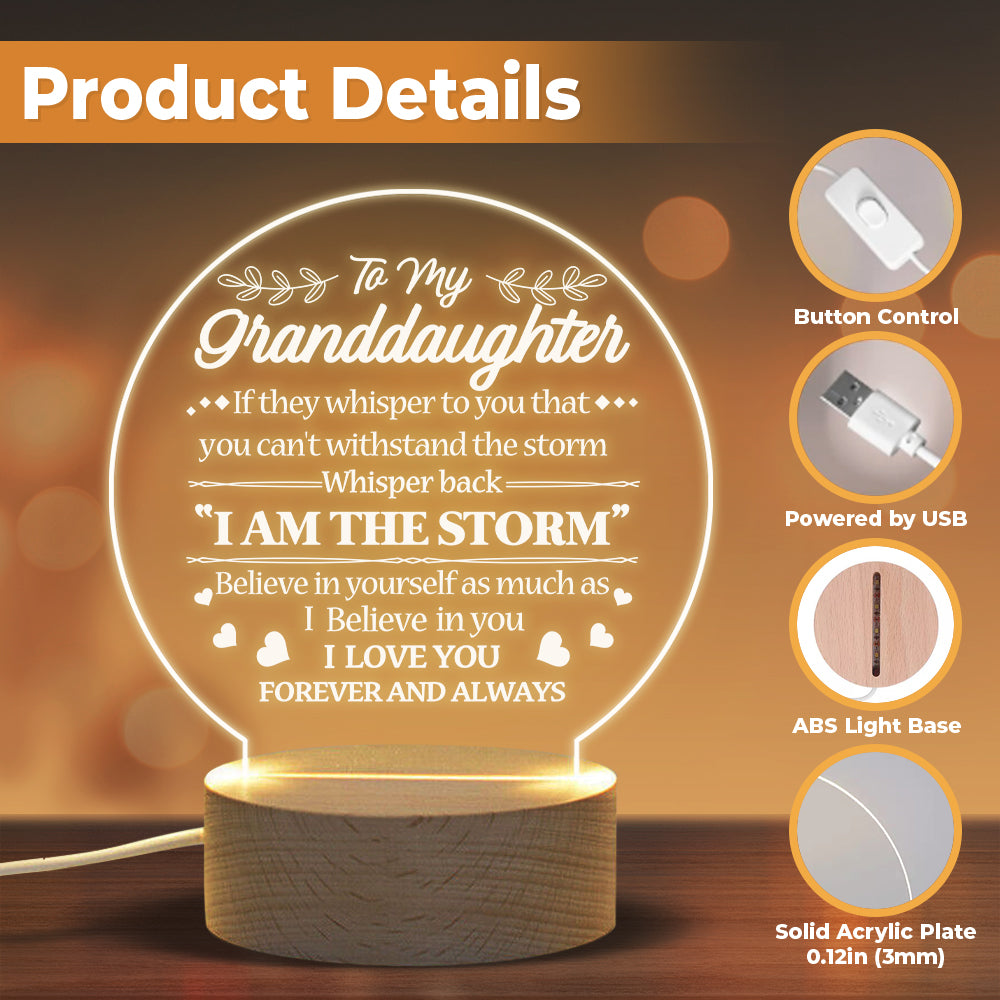 À ma petite-fille, je t'aime pour toujours et à jamais - Lampe de nuit en acrylique - À ma petite-fille, cadeau pour petite-fille, cadeau de petite-fille des grands-parents, cadeau d'anniversaire pour petite-fille, cadeau de Noël