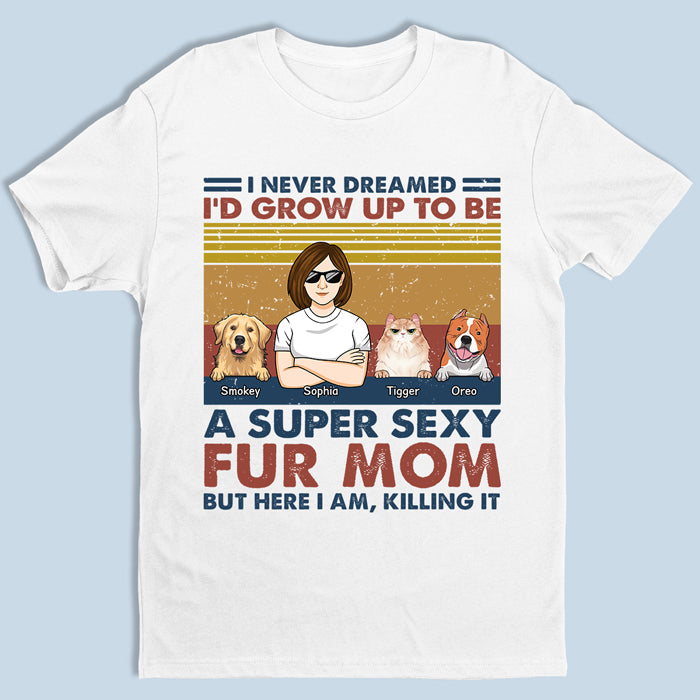 T-shirt unisexe personnalisé « Papa fourrure, maman fourrure » super sexy, motif chien et chat, sweat-shirt à capuche, cadeau d'anniversaire, fête des mères, pour les propriétaires d'animaux et les amoureux des animaux.