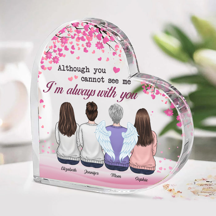 Maman, nous sommes liés à jamais - Plaque acrylique personnalisée en forme de cœur pour la famille - Cadeau de fête des mères, d'anniversaire pour maman de la part de ses filles