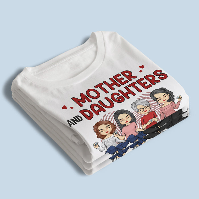 Mère et filles unies pour toujours - T-shirt, sweat à capuche et sweat-shirt unisexe personnalisé pour la famille - Cadeau d'anniversaire pour maman de la part de sa fille