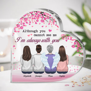 Maman, nous sommes liés à jamais - Plaque acrylique personnalisée en forme de cœur pour la famille - Cadeau de fête des mères, d'anniversaire pour maman de la part de ses filles