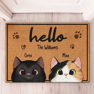 Bienvenue chez nous - Tapis décoratif personnalisé pour chat - Cadeau pour les propriétaires d'animaux et les amoureux des animaux