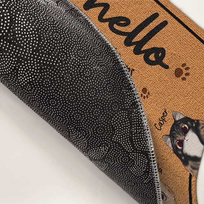 Bienvenue chez nous - Tapis décoratif personnalisé pour chat - Cadeau pour les propriétaires d'animaux et les amoureux des animaux