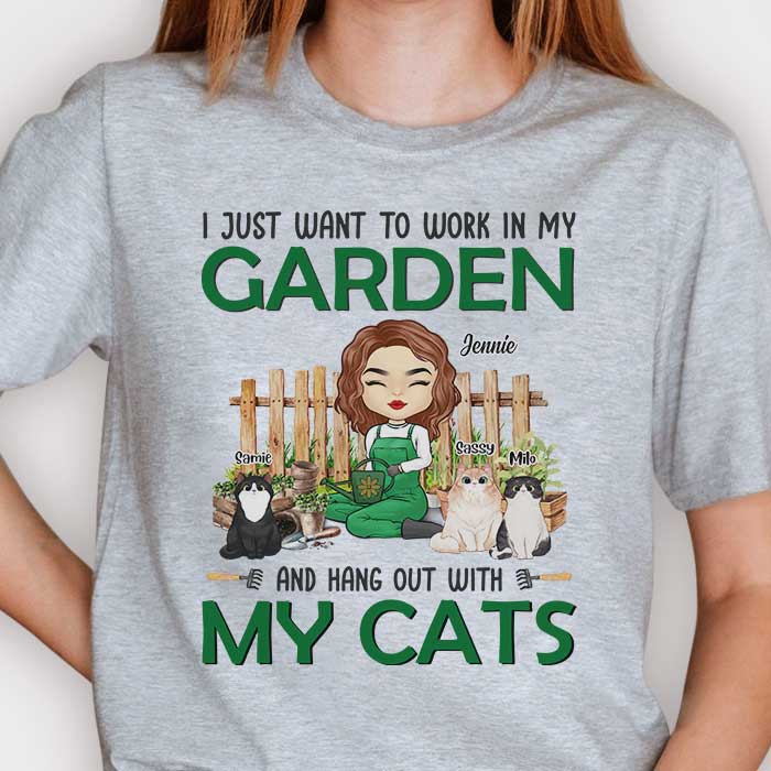 « Passez du temps avec mes chats » – T-shirt et sweat à capuche unisexe personnalisé – Cadeau pour les amateurs de jardinage