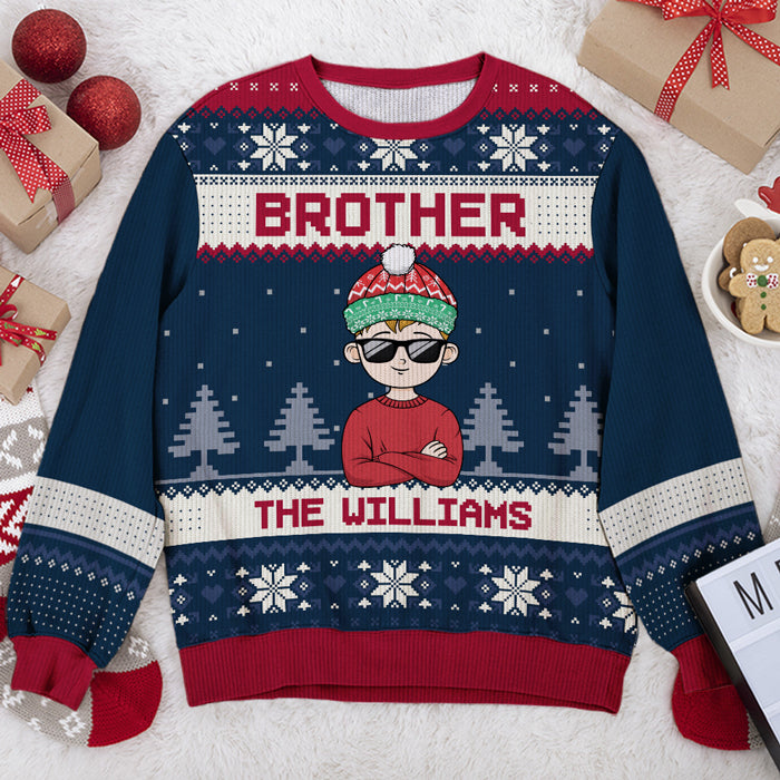 Noël, c'est la famille, frère, sœur ! Sweat-shirt personnalisé pour la famille, pull en laine unisexe, cadeau de Noël pour les membres de la famille