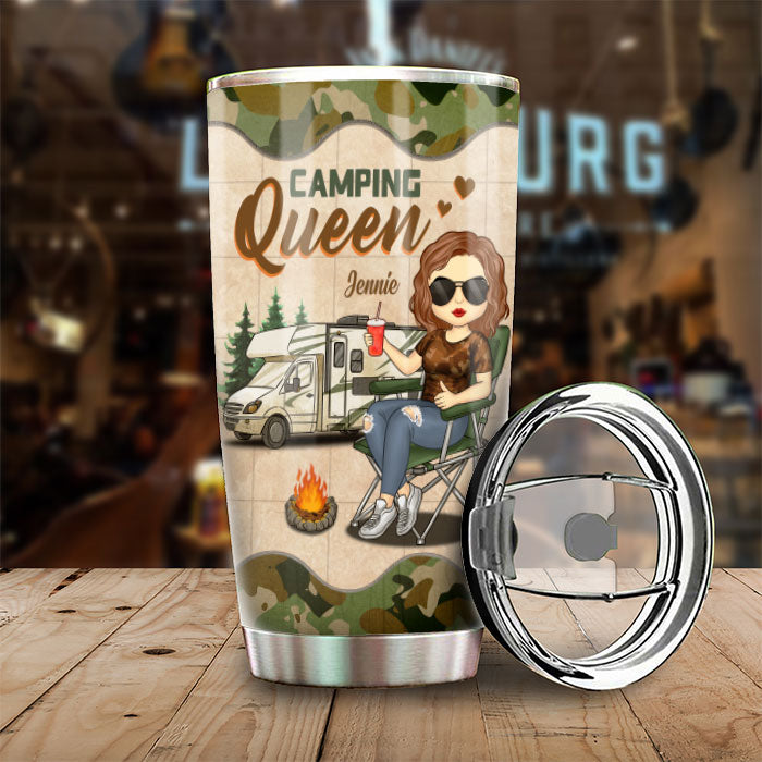 Campingeuse gâtée – Gobelet personnalisé – Cadeau pour les amateurs de camping