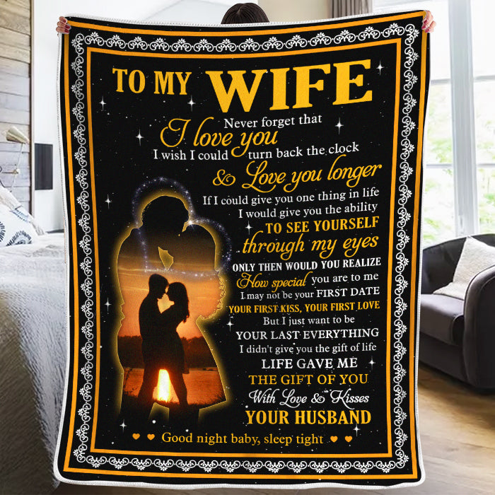 J'aimerais pouvoir remonter le temps et t'aimer plus longtemps - Couverture pour couple - Cadeau de Saint-Valentin pour femme de la part de son mari