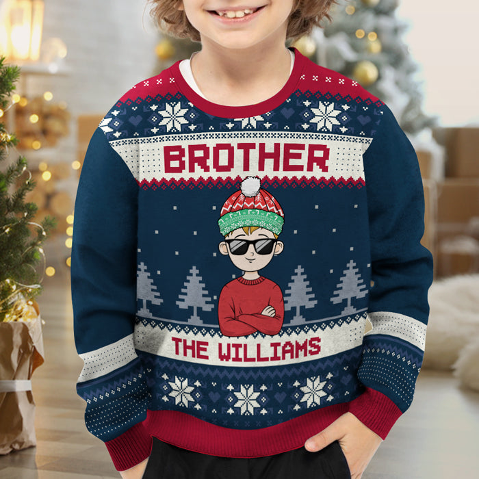 Noël, c'est la famille, frère, sœur ! Sweat-shirt personnalisé pour la famille, pull en laine unisexe, cadeau de Noël pour les membres de la famille