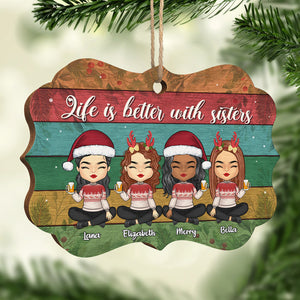 La vie de Noël est meilleure avec des sœurs - Décoration de Noël en bois personnalisée en forme de Benelux - Cadeau pour meilleure amie, meilleure amie, sœur, cadeau d'anniversaire pour meilleure amie et amie, cadeau de Noël
