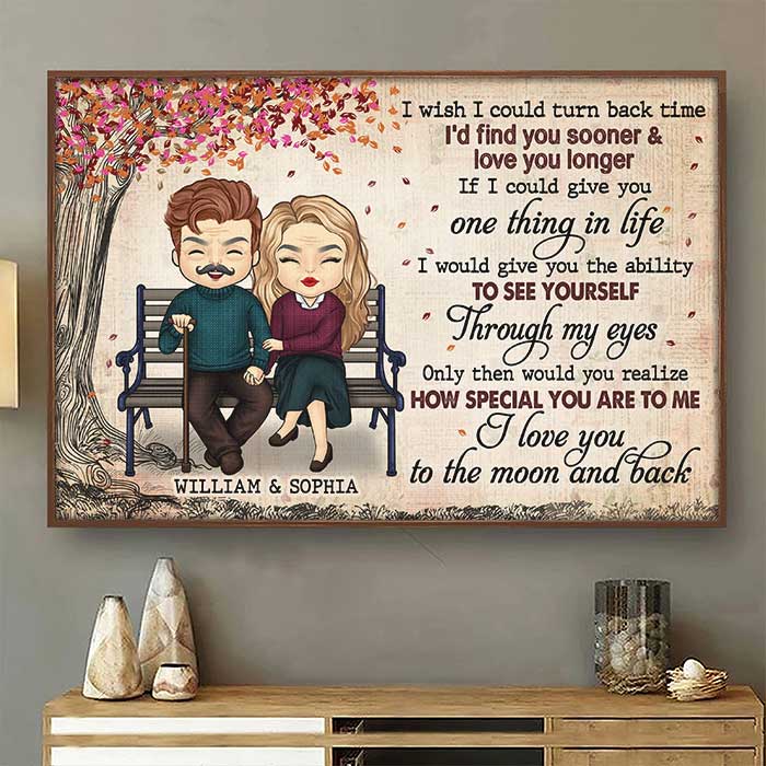 I Love You To The Moon And Back - Gift For Couples, Personalized Horizontal Poster.