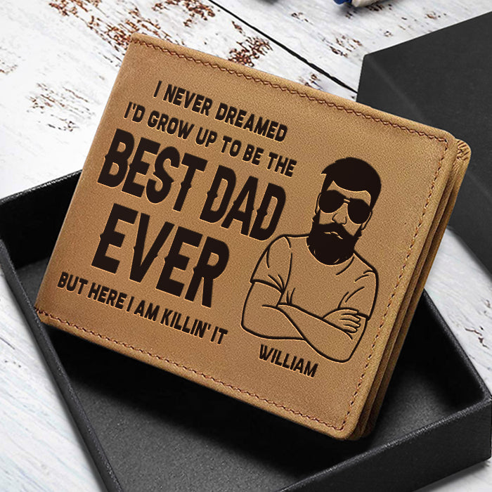 Meilleur papa de tous les temps - Portefeuille à deux volets personnalisé - Cadeau pour papa