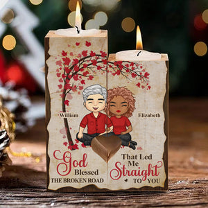 God Led Me Straight To You - Gift For Couples, Personalized Candle Holder.