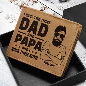 J'ai deux titres - Portefeuille à deux volets personnalisé - Cadeau pour papa, grand-père