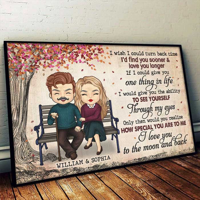 I Love You To The Moon And Back - Gift For Couples, Personalized Horizontal Poster.