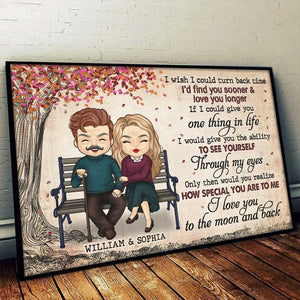 I Love You To The Moon And Back - Gift For Couples, Personalized Horizontal Poster.