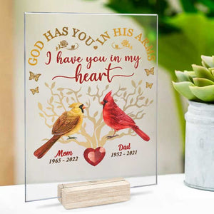 Je t'ai dans mon cœur - Plaque acrylique personnalisée - Cadeau commémoratif, cadeau de condoléances