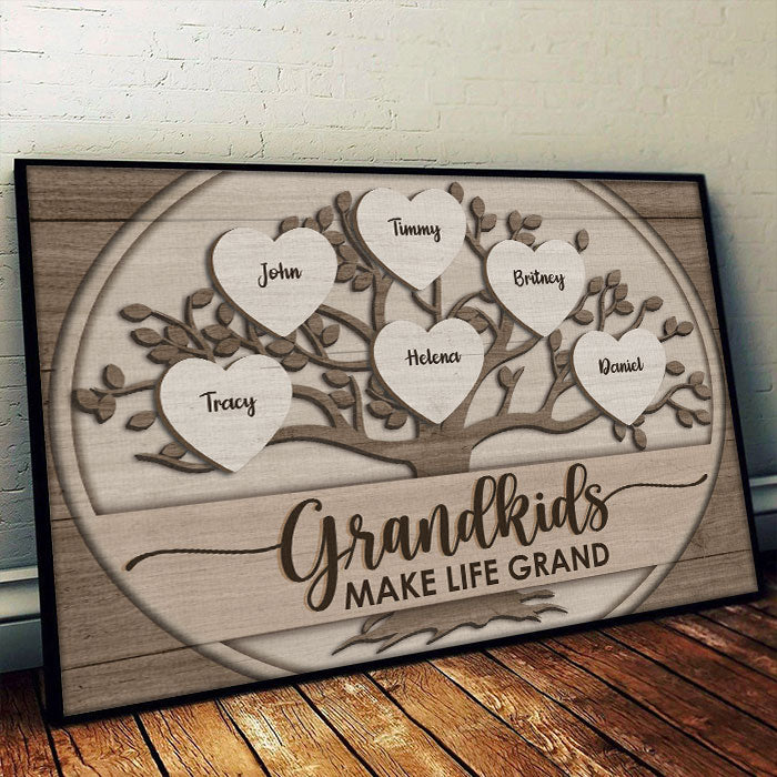 Mes petits-enfants rendent ma vie merveilleuse - Affiche horizontale personnalisée - Cadeau pour grands-parents