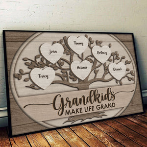 Mes petits-enfants rendent ma vie merveilleuse - Affiche horizontale personnalisée - Cadeau pour grands-parents