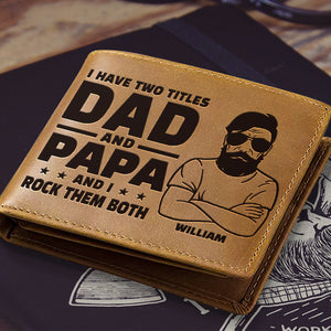 J'ai deux titres - Portefeuille à deux volets personnalisé - Cadeau pour papa, grand-père