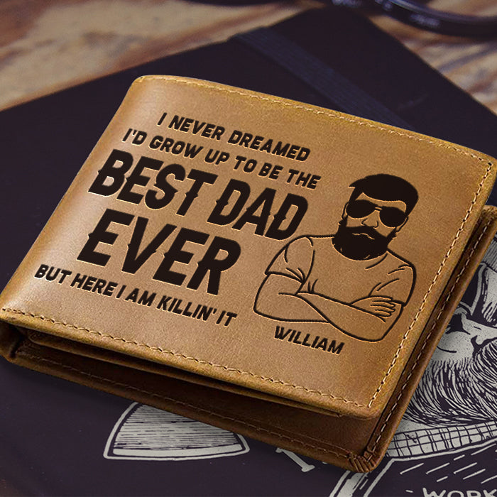 Meilleur papa de tous les temps - Portefeuille à deux volets personnalisé - Cadeau pour papa
