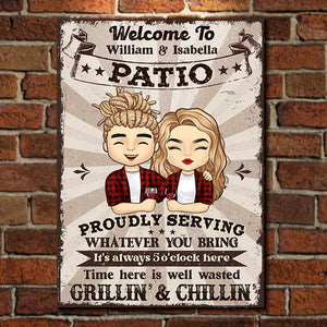 Time Here Is Well Wasted - Gift For Couples, Husband Wife, Personalized Metal Sign.