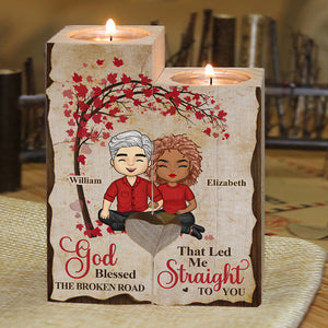 God Led Me Straight To You - Gift For Couples, Personalized Candle Holder.