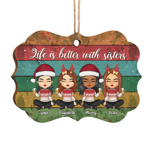 La vie de Noël est meilleure avec des sœurs - Décoration de Noël en bois personnalisée en forme de Benelux - Cadeau pour meilleure amie, meilleure amie, sœur, cadeau d'anniversaire pour meilleure amie et amie, cadeau de Noël