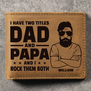 J'ai deux titres - Portefeuille à deux volets personnalisé - Cadeau pour papa, grand-père