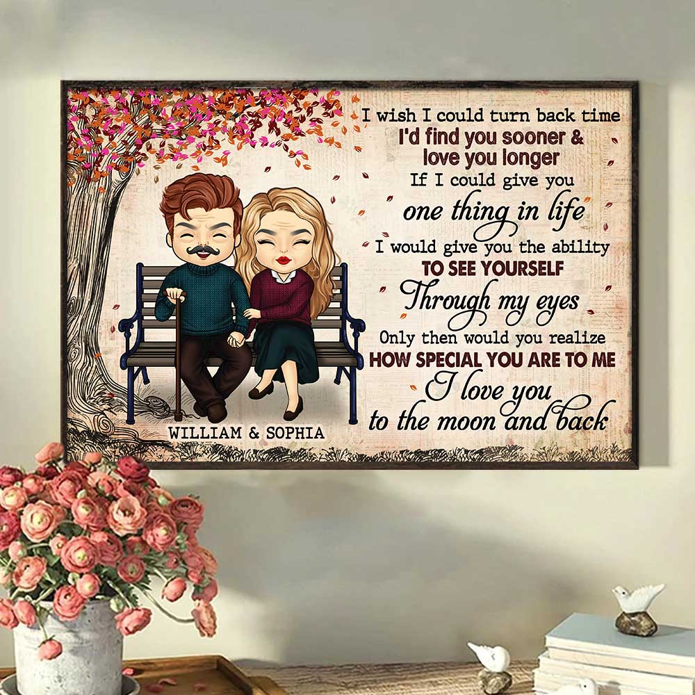 I Love You To The Moon And Back - Gift For Couples, Personalized Horizontal Poster.