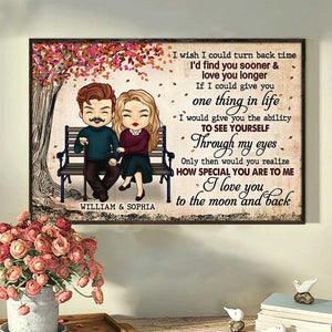 I Love You To The Moon And Back - Gift For Couples, Personalized Horizontal Poster.