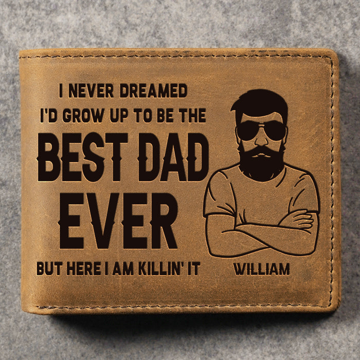 Meilleur papa de tous les temps - Portefeuille à deux volets personnalisé - Cadeau pour papa