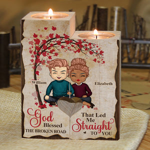 God Led Me Straight To You - Gift For Couples, Personalized Candle Holder.