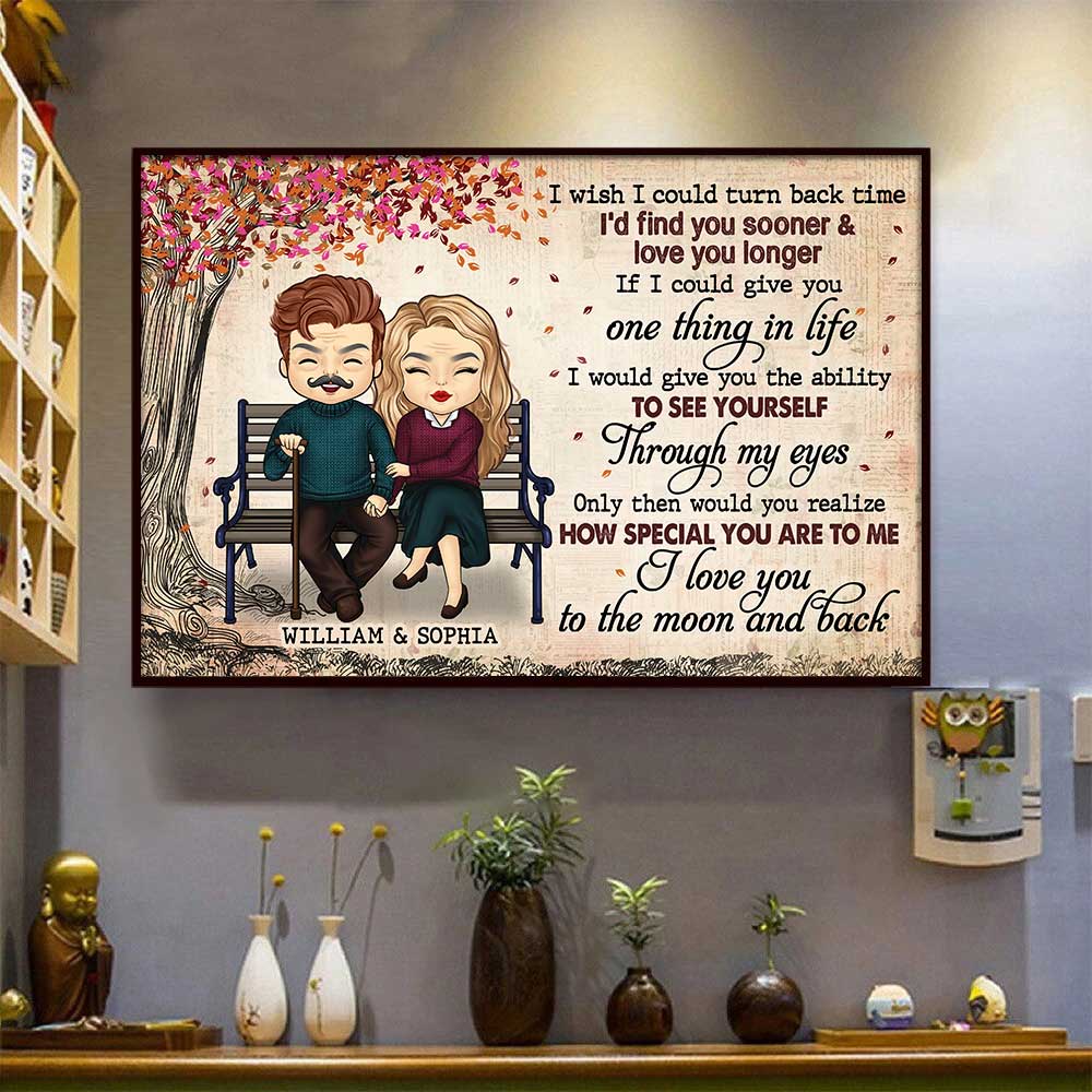 I Love You To The Moon And Back - Gift For Couples, Personalized Horizontal Poster.