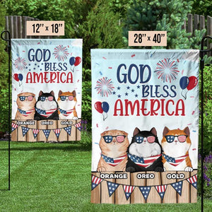 God Bless Our America - 4th Of July Decoration - Personalized Cat Flag.