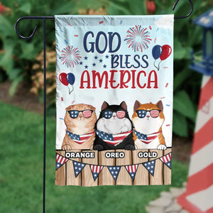 God Bless Our America - 4th Of July Decoration - Personalized Cat Flag.