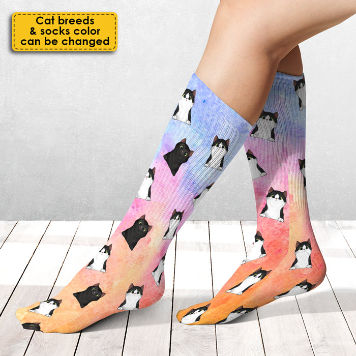 Colorful Galaxy - Gift For Cat Lovers - Personalized Socks.