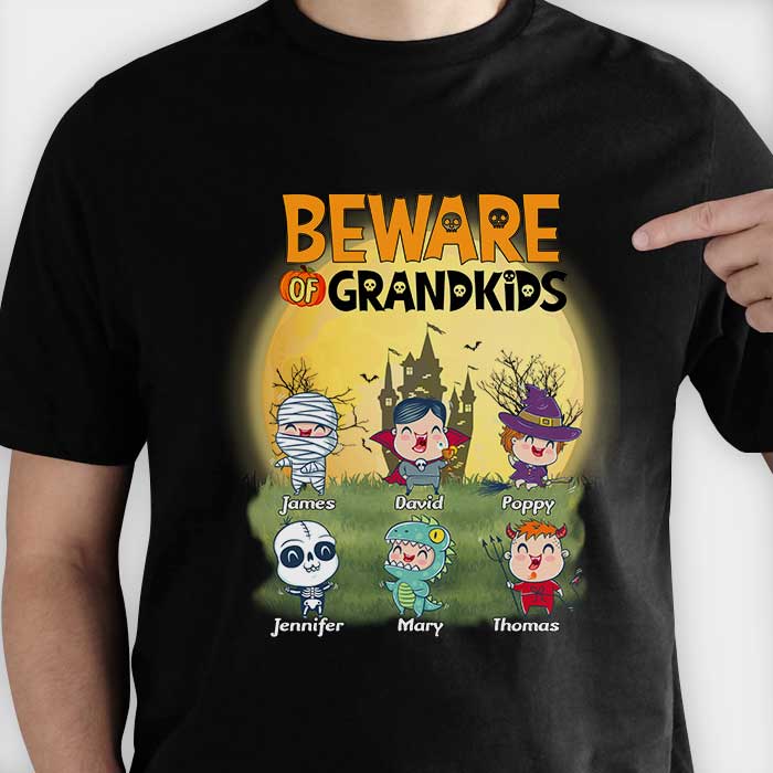 Attention aux petits-enfants ! T-shirt unisexe personnalisé, sweat à capuche, sweat-shirt ! Cadeau pour grands-parents, cadeau d'Halloween