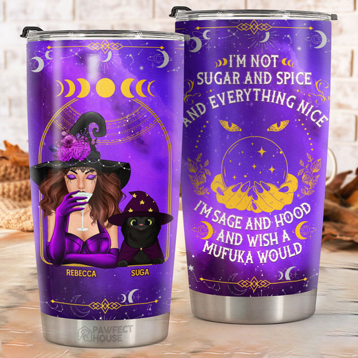 Je ne suis pas du sucre, des épices et tout ce qui est gentil - Gobelet personnalisé - Cadeau pour vous-même, cadeau pour les amoureux des animaux, cadeau d'Halloween