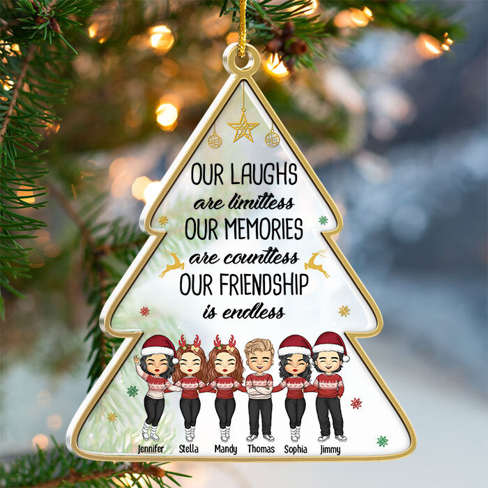 Nous sommes plus que des amis - Décoration de Noël personnalisée en acrylique en forme de sapin de Noël - Cadeau pour meilleure amie, meilleure amie, sœur, cadeau d'anniversaire pour meilleure amie et amie, cadeau de Noël