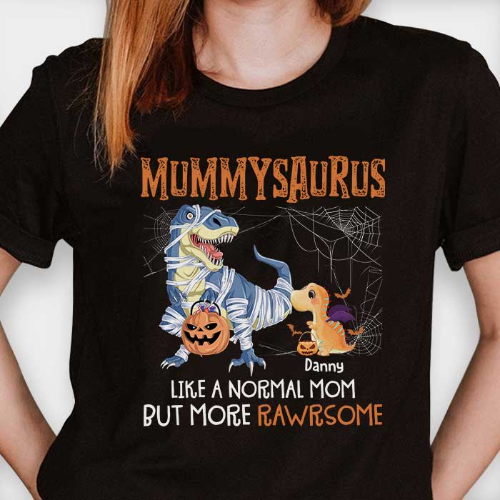 Mummysaurus More Rawrsome - T-shirt unisexe personnalisé, sweat à capuche, sweat-shirt - Cadeau pour maman, cadeau d'Halloween