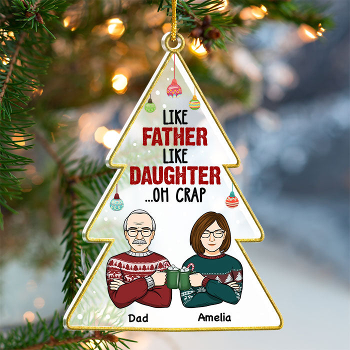 Tels parents, tel enfant - Décoration de Noël personnalisée en acrylique en forme de sapin de Noël - Cadeau pour la famille, cadeau de Noël