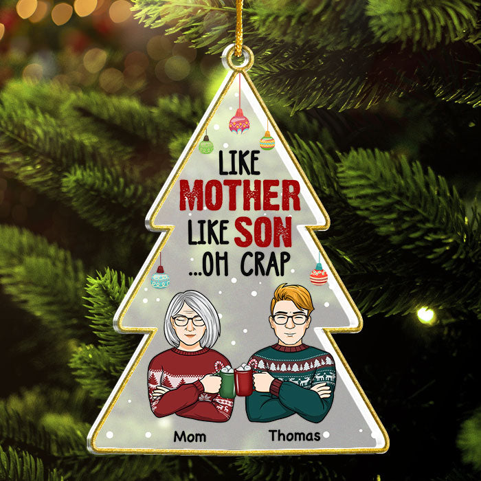 Tels parents, tel enfant - Décoration de Noël personnalisée en acrylique en forme de sapin de Noël - Cadeau pour la famille, cadeau de Noël