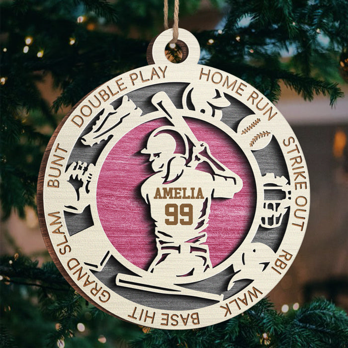 Sport Series - American Football, Baseball, Basketball, Hockey And More - Personalized Custom Round Shaped Wood Christmas Ornament