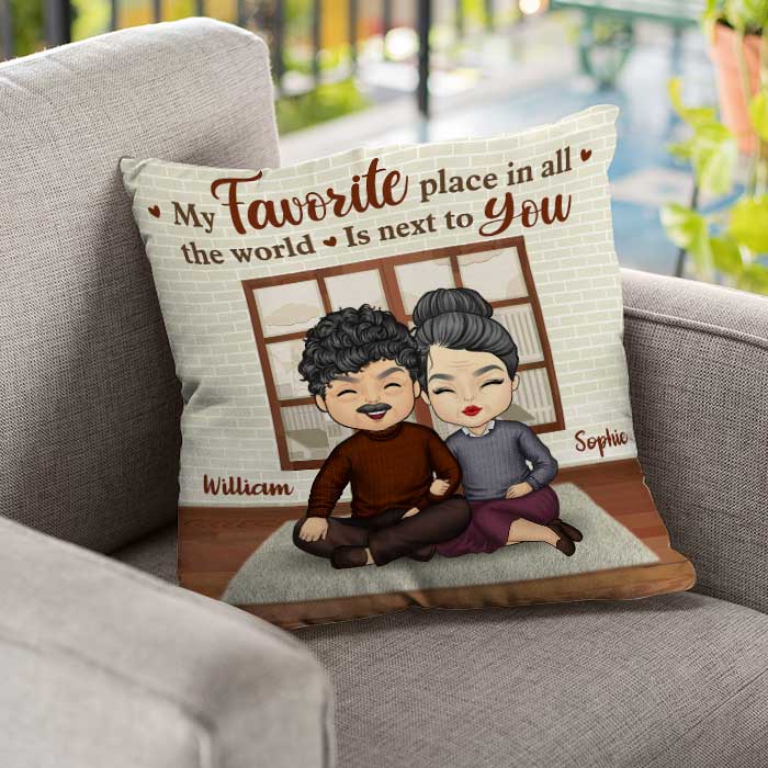 My Favorite Place In The World Is Next To You - Gift For Couples, Personalized Pillow (Insert Included).